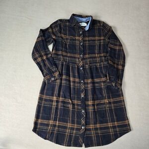 Aventura XS Flannel Shirt Dress Long Sleeve Plaid Casual‎ Mini Career Pockets